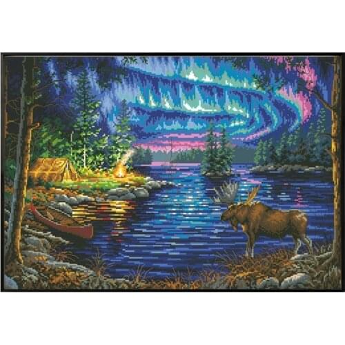 Arctic Night Counted Cross Stitch Kits Pattern Printed Fabric Embroidery Sets 11CT 14CT DIY Handmade Needlework Craft Home Decor