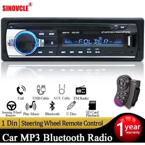 Car Radio Stereo Player Digital Bluetooth Car MP3 Player 60Wx4 FM Radio Stereo Audio Music USB/SD with In Dash AUX Input