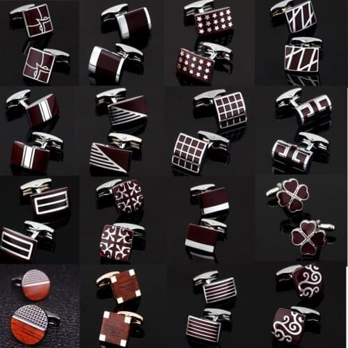 Free shipping, 18 new high-end mens shirt Cufflinks fashionable mahogany Cufflinks French shirt jewelry brand red Cufflinks