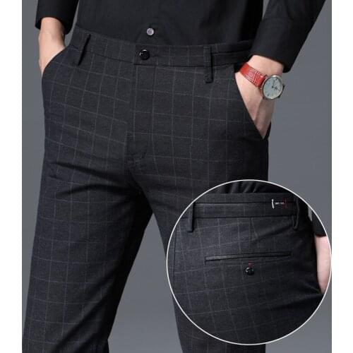 2021 Mens Pants Spring Casual Long Pants Classic Business Male Straight Trousers Men Work Dress Fashion Stretch Joggers