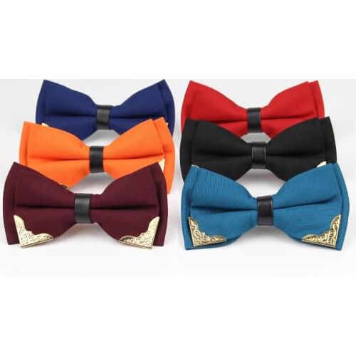 Boutique Metal Head Bow Ties For Groom Men Women Double Layer Butterfly Solid Noble Bowtie Classic Kingly Gravata Cravat