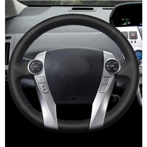 Black PU Artificial Leather Car Steering Wheel Cover for Toyota Prius 30 2009-2015 Prius C 2012-2017