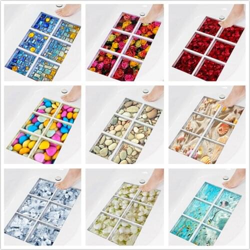 Cobblestone Twill Anti Slip Bathtub Sticker for Bathroom Floor 3D Waterproof Self-adhesive PVC Bath Mat Tub Decal Shower Room