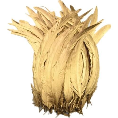100Pcs/Lot Dipped Dye Gold Silver Rooster Tail Feather Decor Natural Rooster Feathers for Crafts Wedding Decoration Plumas Plume