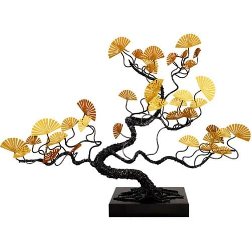 Welcome pine sculpture technology hotel lobby restaurant Chinese porch floor decoration metal iron wealth recruitment decoration