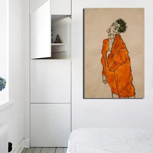 Egon Schiele Self Portrait Art Canvas Painting Prints Living Room Home Decoration Modern Wall Art Oil Painting Posters Pictures