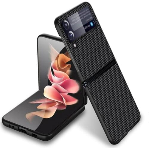 For Samsung Galaxy Z Flip 3 5G Case Luxury Nylon Texture Leather Ultra Thin Protection Back Cover Capa for Samsung Z Flip3