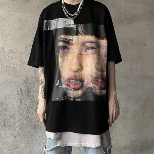Oversized top male Female T-shirt Hip Hop Short Sleeve Streetwear Print vintage clothes tshirt Punk Loose shirt goth basic tees
