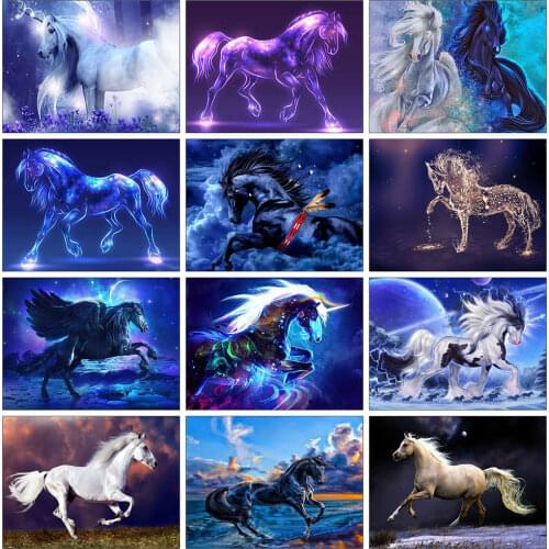 HUACAN 5D DIY Diamond Painting Horse Full Drill Square Needlework Diamond Embroidery Animal Cross Stitch Handicraft Home Decor