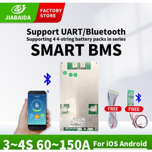 JBD Smart Bms 4S Lifepo4 100A Bluetooth 3S 12V With Balance Board UART 60A 80A 120A 150A For Li-Ion Lithium Battery