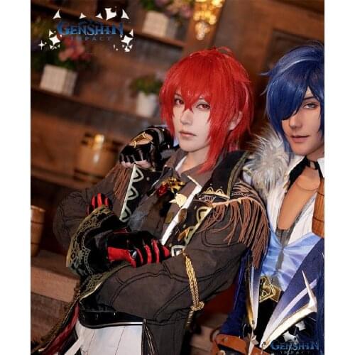 Anime Genshin Impact Diluc Ragnvindr COS Clothing Game Suit Cosplay Costume Male Full Set Role Playing Japan Animation Cosplay