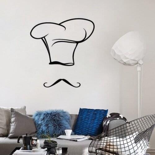 KUCADA chef hat wall sticker for home decoration mural art decal diy wallpaper removable black WP1499