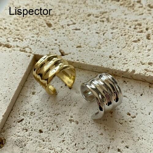 Lispector 925 Sterling Silver Korean Simple Wide Rings for Women Men Minimalist Rock Punk Ring Matching Unisex Jewelry Gifts