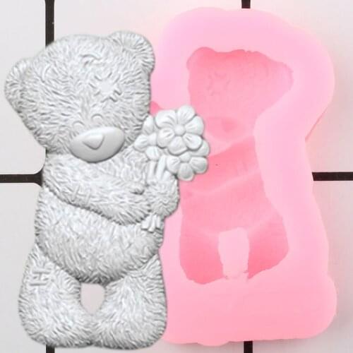 Bear Cupcake Topper Silicone Mold Cake Decorating Tools Baby Birthday Cake Border Fondant Mould Candy Resin Clay Chocolate Molds