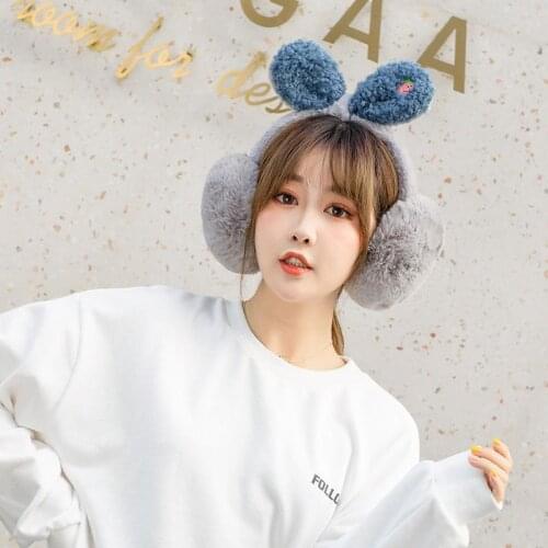 Cute Earmuffs Women Cartoon Rabbit Furry Harajuku Kawaii Christmas Warm Womens Earmuff Leisure All-match Simple Animal Chic Xmas