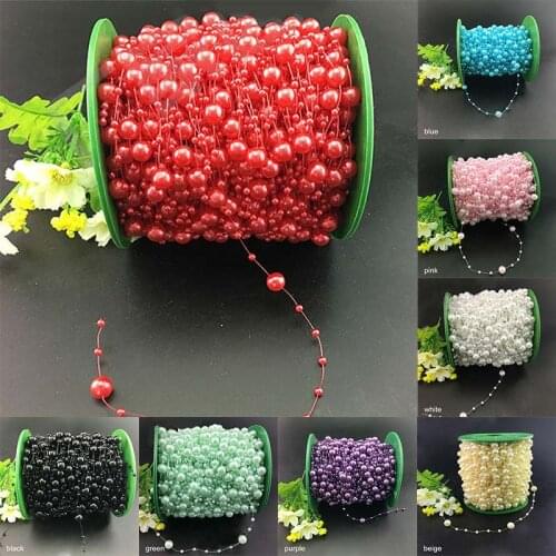 Multifunction Bridal Tiara Event Party Supplies Wedding Decoration Artificial Pearls Garland Flowers 5M Beads Chain Fishing Line