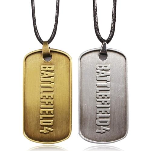 Fashion Jewelry BF4 Battlefield 4 Dog Tag badges Military Card Necklaces Pendants antique Bronze and Tin Necklace for men
