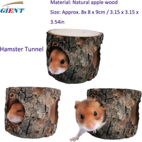 Natural Wooden Hamster Tunnel Tube Toy Three Hole Rest Exercise Tree Hole Chewing Toys Forest Hollow Tree Trunk for Chinchillas