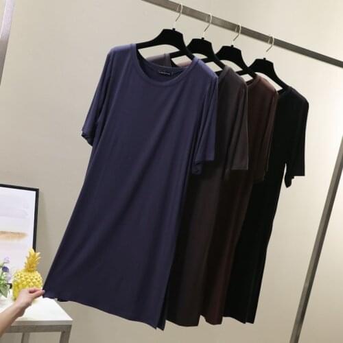 Modal Soft Sleepwear Dress Women New Vestidos Summer Nightdress Casual Lounge Wear Nightgowns Short Sleeve Loose Nightshirt