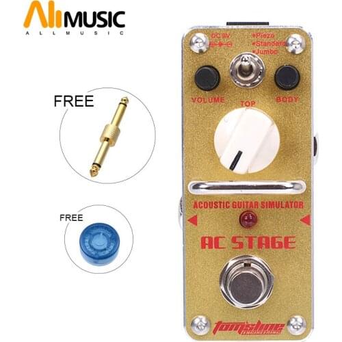 New AROMA AAS-3 AC STAGE Acoustic Guitar Simulator Mini Analogue Effect True Bypass+Free Connector