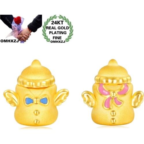 OMHXZJ Wholesale CA354 European Fashion Hot Woman Man Party Birthday Wedding Gift Milk Bottle Beads DIY 24KT Gold Pendant Charm