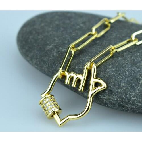 Special Style Love Palm Gesture Spiral Buckle Pendant Necklace White AAA Cubic Zircon Charm Necklace for Women Birthday Gift