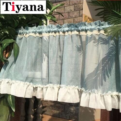 Fresh simple semi-shade coffee short kitchen window valance screen head half curtains finished product cabinet drape JK303X