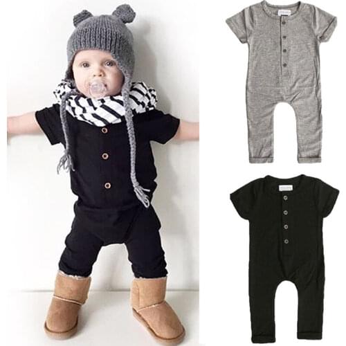 Pudcoco USPS Fast Shipping 0-24M Newborn Kids Baby Boy Girl Romper Button Short Sleeve Jumpsuit Outfits One-piece