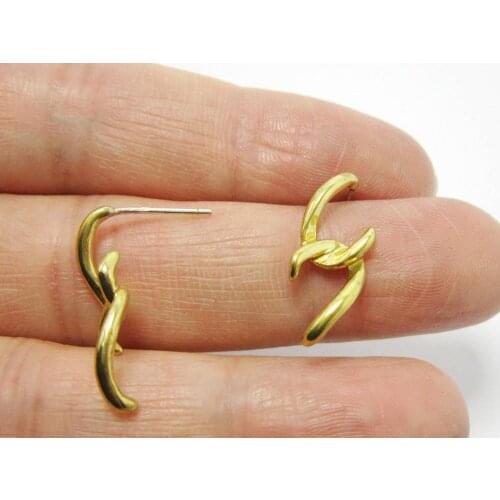 Stud earrings 21.5x8mm Fishhook brass ear post Stud earlobe findings 925 silver needle R902
