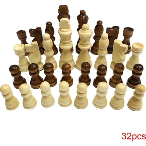 Wooden Chess Set 7.7cm King 32 Chess Pieces Figures Pawns Adults Children Tournament Game Toy Chess