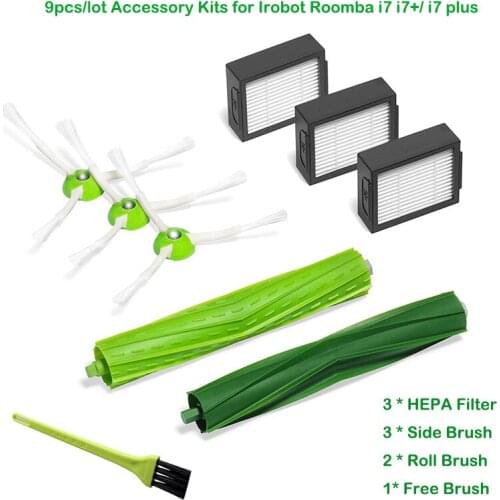 3*Hepa Filter +3*Side Brush + 2* Brush Roll for iRobot Roomba i7 E5 E6 I Series Robot Vacuum Cleaner Replacement Spare Parts