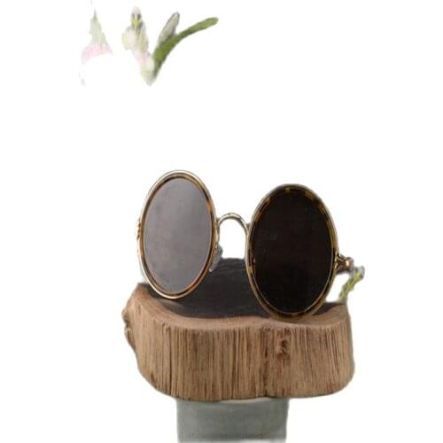 Old Shanghai Republic natural crystal glasses pure copper frame sunglasses