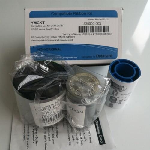 Compatible Datacard 535000-003 YMCKT Color Ribbon & Cleaning Kit - 500 images per roll for CP40 CP60 CP80 CD800 card printers