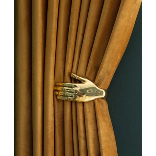 Warm Yellow Velvet Curtains Living Room Bedroom Semi-blackout Velvet Curtains Modern Minimalist