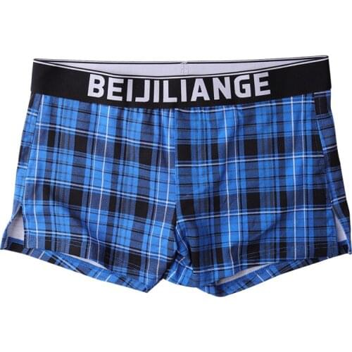 Mens Boxer Shorts Cotton Classic Plaid Male Underpants Loose Breathable Trunks Men Underwear Homens Cueca Boxers Man Pants