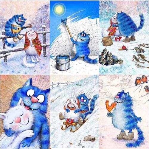 UoneNew Diamond Painting 5d DIY Cross Stitch Cartoon Animal Cat Embroidery Rhinestone Kids Adult Home Office Decor MysteryGift