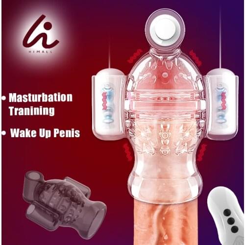 Electric Shock Glans Vibrator For Male Penis Stamina Train Masturbator Cup Delay Ejaculation Glans Sleeve Cock Cage Egg Sex Toys
