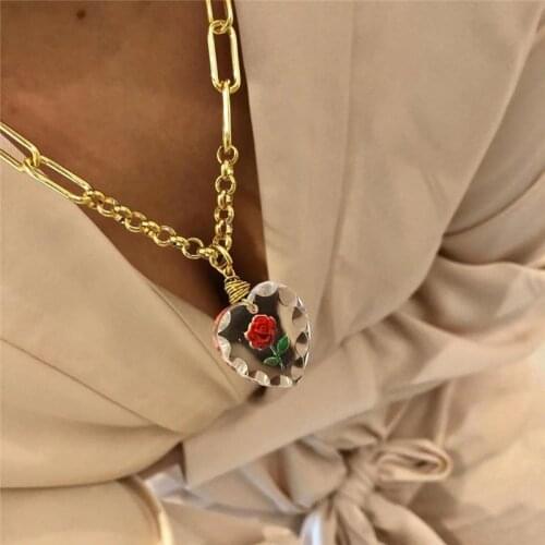 Timeless Wonder Fancy Rose Heart Chains Necklace for Women Jewelry Ins Fashion Designer Party Cute Goth Kpop Egirl Gift Emo 8218