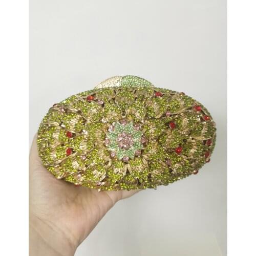 XIYUAN Hollow Out Socialite Women Floral Crystal Evening Bags Hard Case Metal Clutches Wedding Party Bags Minaudiere Handbag