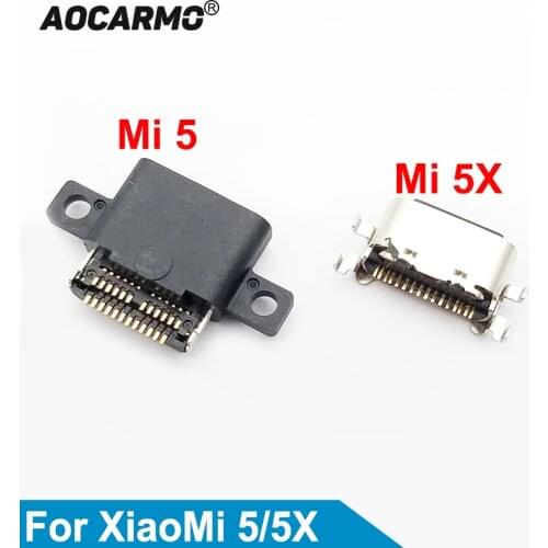 Aocarmo 2Pcs Type-C Charge Dock Connector Charging Port Micro USB Jack Connector Socket Port For XiaoMi 5 5X