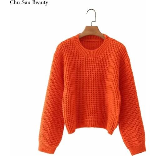 2021 Womens Fashion Knitted Thick Pullover Sweater Autumn And Winter Oversized Long-Sleeved Casual Loose Sweater Waffle Sweater