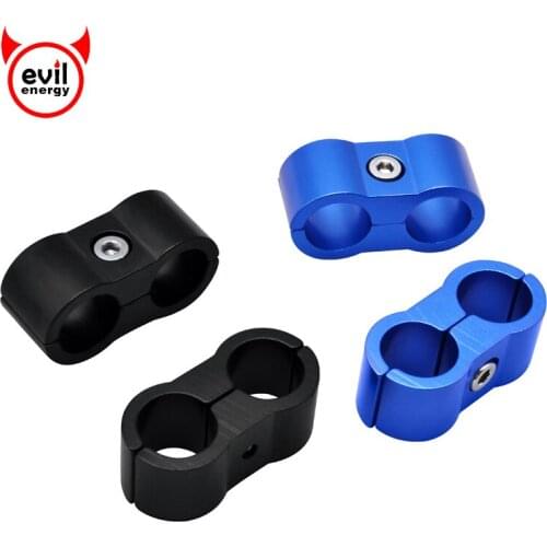 Evil energy 2Pcs AN4 19MM Billet Oil Fue Water Hose Turbo Separator Divider Clamp For Oil Fuel Water Hose Blue/Black
