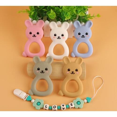 Kovict BPA Free 1PC rabbit Silicone Baby Teether rodent Baby Teething Toys Chewable Animal Shape Baby Products Nursing Gift