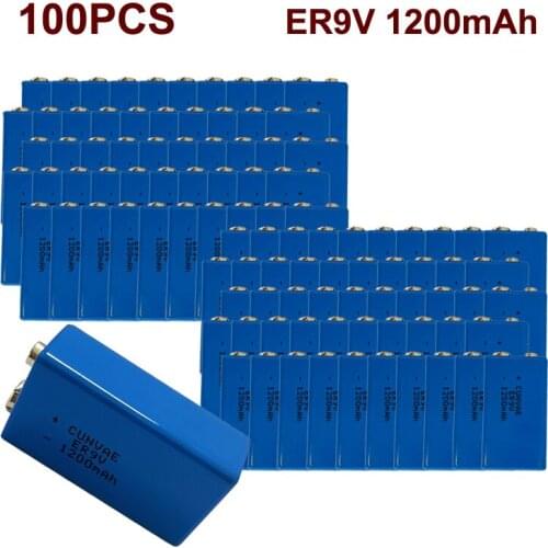 100PCS New 9V Li-Ion battery ER9V 1200mAh is suitable for camera and other series of electronic products Li-SOCl2 Batteries