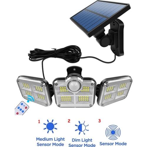 138 led remote seperable Solar Light Adjustable Head Waterproof Motion Sensor Light Wide Angle Illumination Garage Garden Outdoo