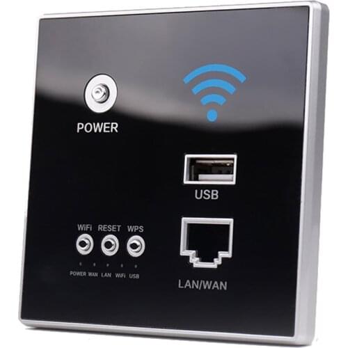 300Mbps Power AP Relay Intelligent Wireless WIFI Repeater Extender Wall Embedded 2.4GHz Router Panel with USB Socket