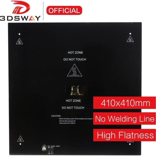 3DSWAY 3D Printer Parts 410x410mm 24V Heat bed Platform Black MK3 Hotbed 3mm Aluminum Substrate Plate with Thermistor Cable