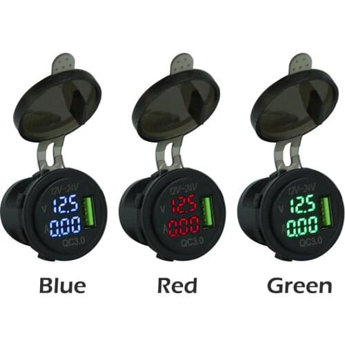 3A QC 3.0 USB Car Charger Power Socket Adapter for Motorcycle Boat 12V-24V Cigarette Socket Lighter Fast Car Charger Power Adapt