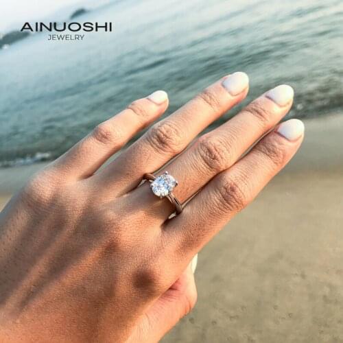 AINUOSHI 925 Sterling Silver Solitaire Oval Cut 7x9mm SONA Diamond Engagement Rings For Women Exquisite Anniversary Rings