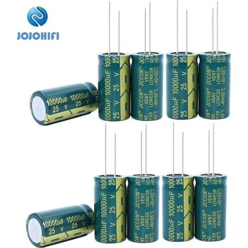 10pcs JCCON 10000UF/25V 18x35mm Pitch 7.5mm 25V 10000UF 105℃ High Frequency Low Resistance Aluminum Electrolytic Capacitors